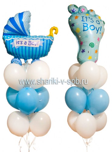 стойка из шаров для оформления детской на выписку